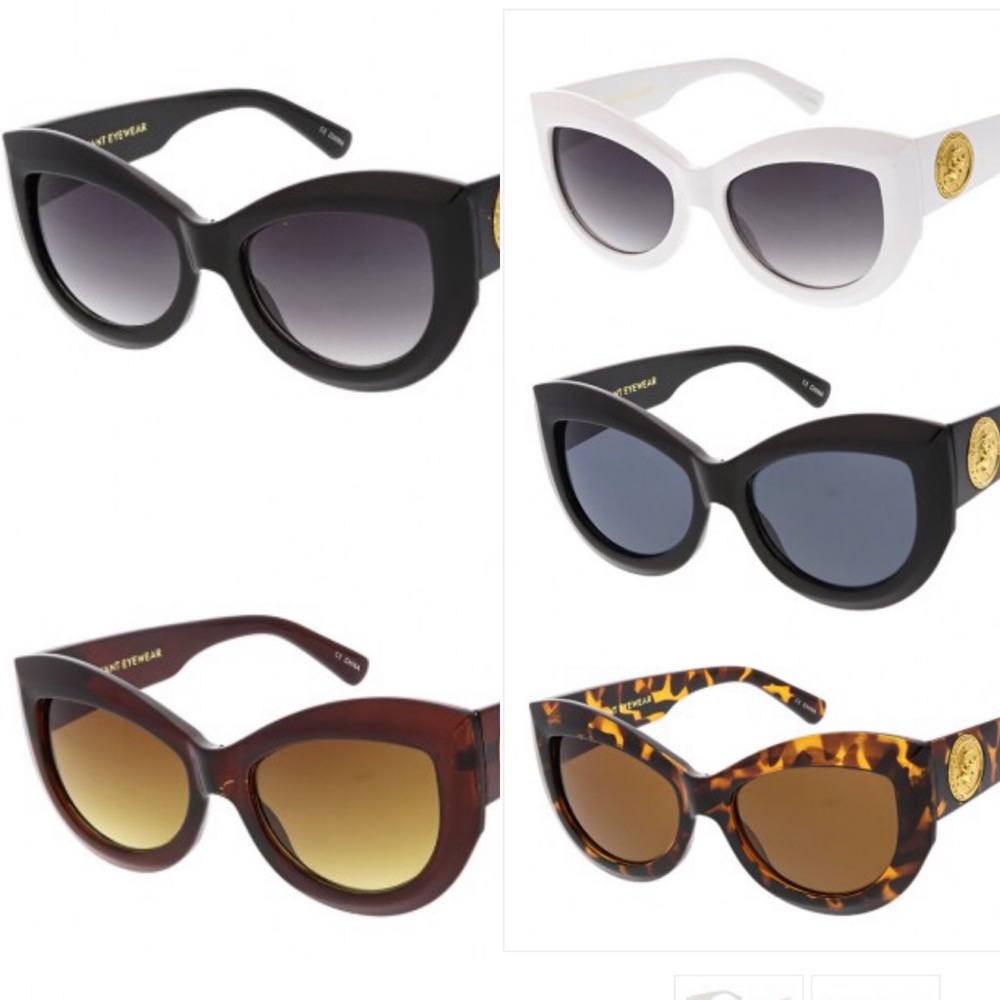 “Veronica” Cat eye sunglasses with gold accents